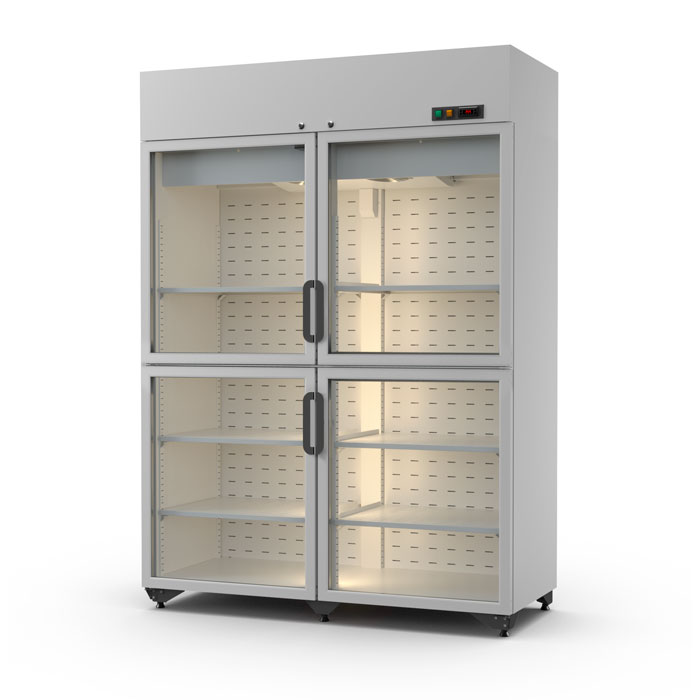 Холодильный шкаф сплит Случь 1400 стеклянная дверь верхний агрегат
